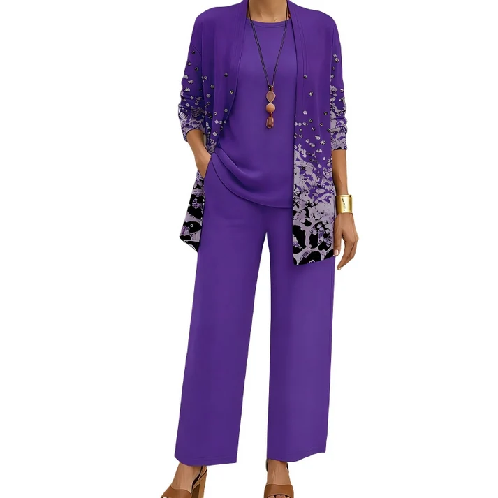 Women's 3-Piece Printed Cardigan Set