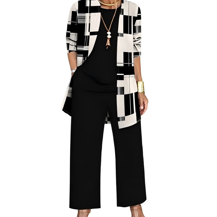Women's 3-Piece Printed Cardigan Set