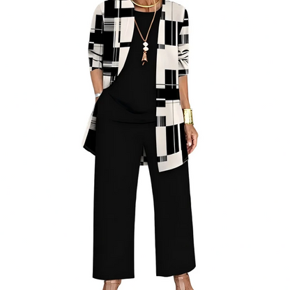 Women's 3-Piece Printed Cardigan Set