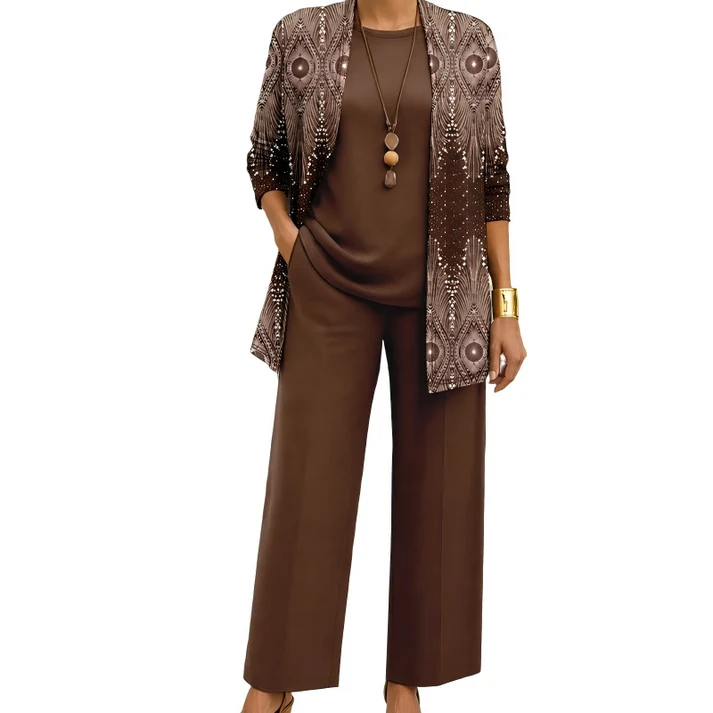 Women's 3-Piece Printed Cardigan Set