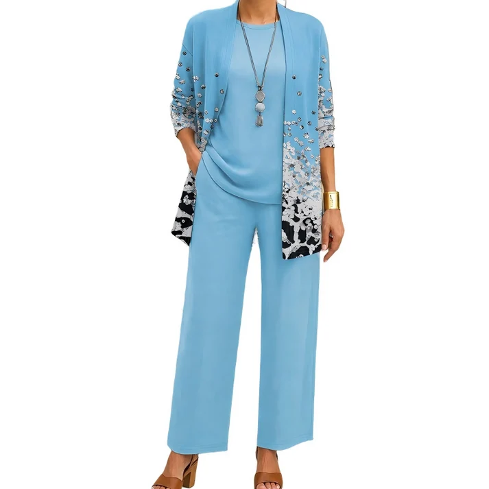 Women's 3-Piece Printed Cardigan Set