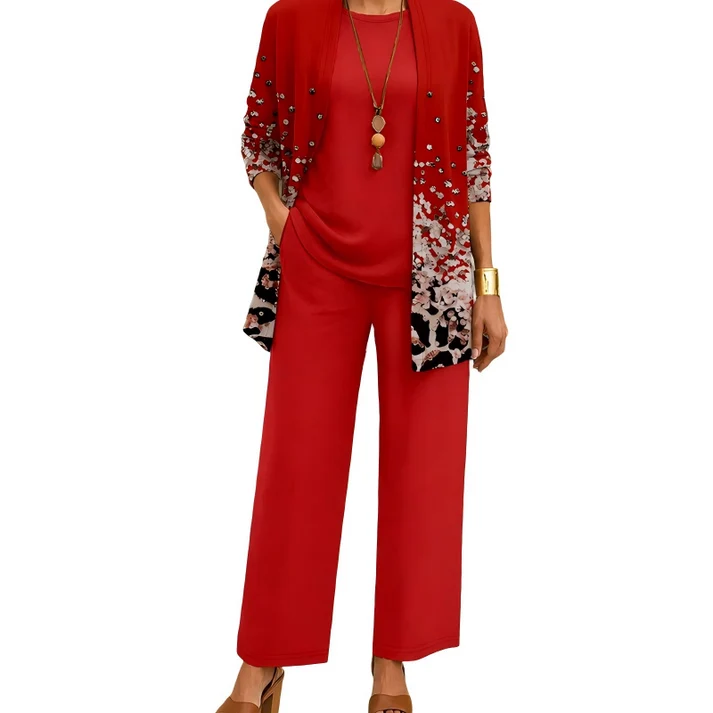 Women's 3-Piece Printed Cardigan Set