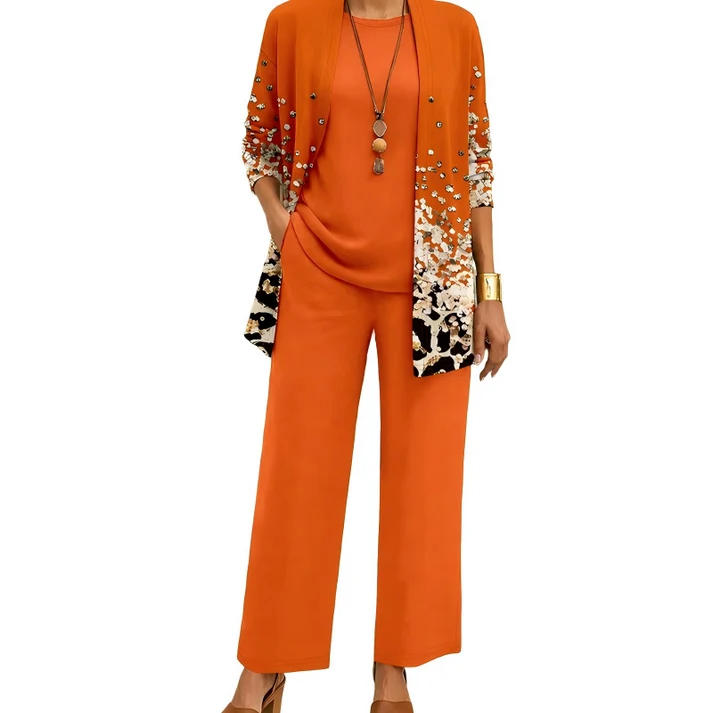Women's 3-Piece Printed Cardigan Set