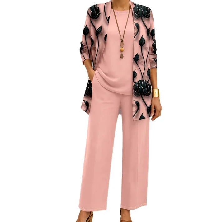 Women's 3-Piece Printed Cardigan Set