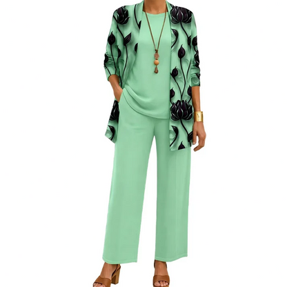 Women's 3-Piece Printed Cardigan Set