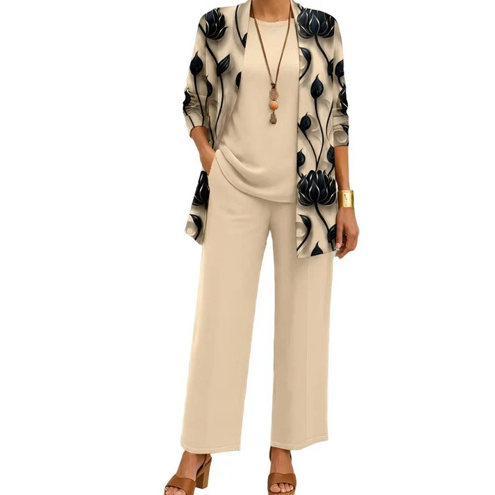 Women's 3-Piece Printed Cardigan Set
