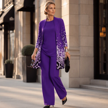 Women's 3-Piece Printed Cardigan Set