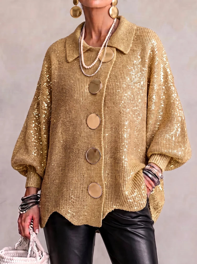 Women's Button-Front Collared Cardigan