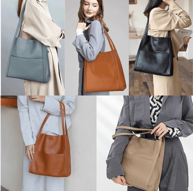 Women's Solid Color Shoulder Tote Bag