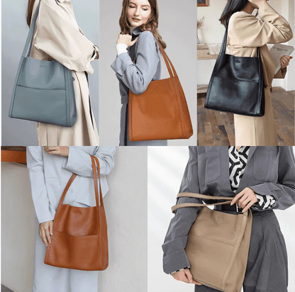 Women's Solid Color Shoulder Tote Bag