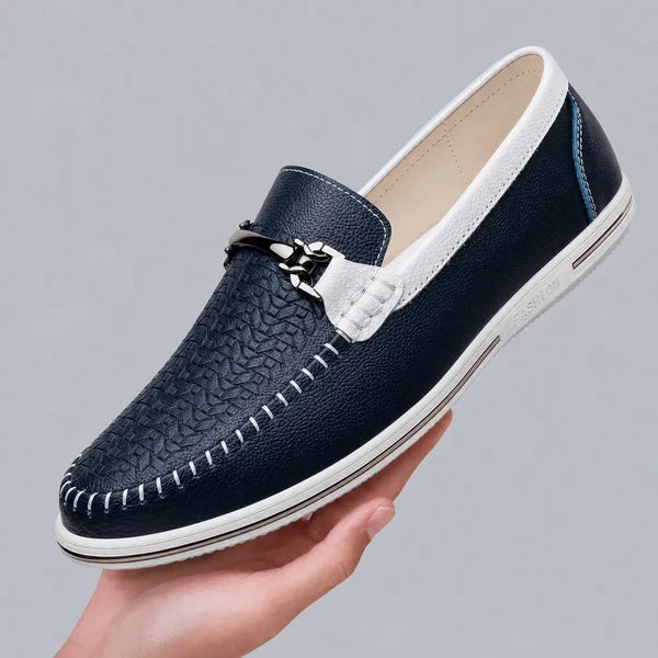 Men’s Metal Accent Leather-Look Loafers