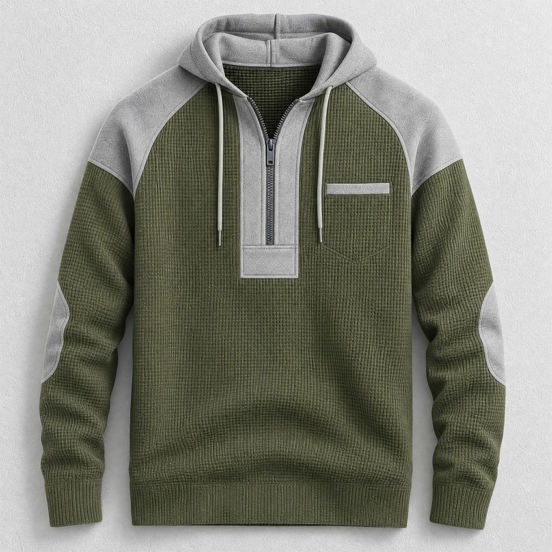 Men's Waffle Hooded Half-Zip Pullover
