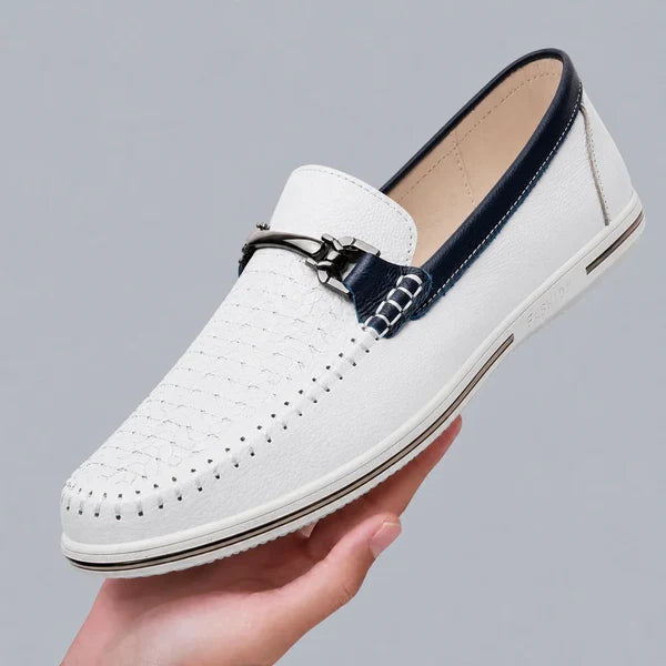 Men’s Metal Accent Leather-Look Loafers