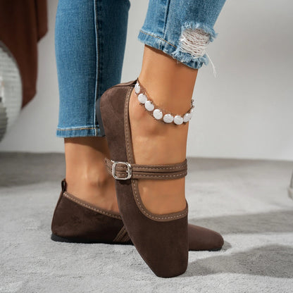 Women's Buckle Strap Pointed-Toe Flat Shoes