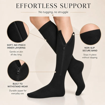 Unisex Zipper Knee-High Socks