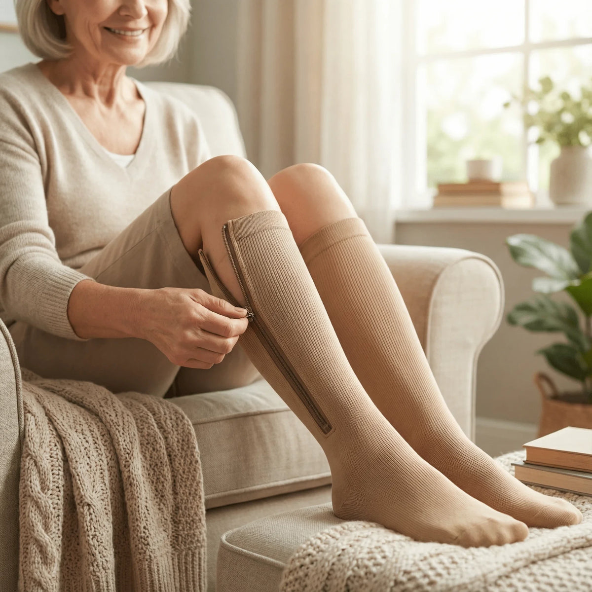 Unisex Zipper Knee-High Socks