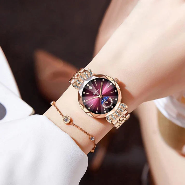 Women's Crystal Accent Star & Moon Dial Watch