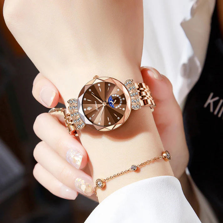 Women's Crystal Accent Star & Moon Dial Watch