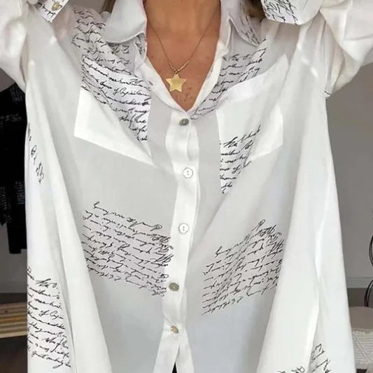 Women's Printed Button Front Collared Shirt