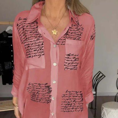Women's Printed Button Front Collared Shirt
