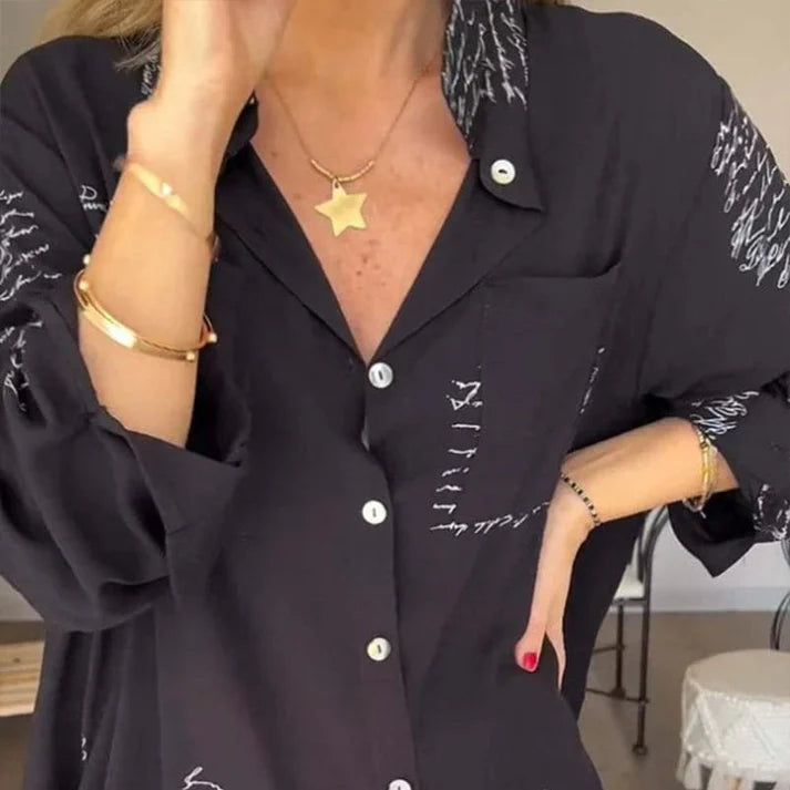 Women's Printed Button Front Collared Shirt