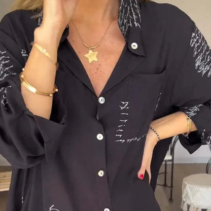 Women's Printed Button Front Collared Shirt
