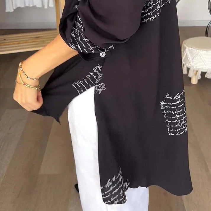 Women's Printed Button Front Collared Shirt