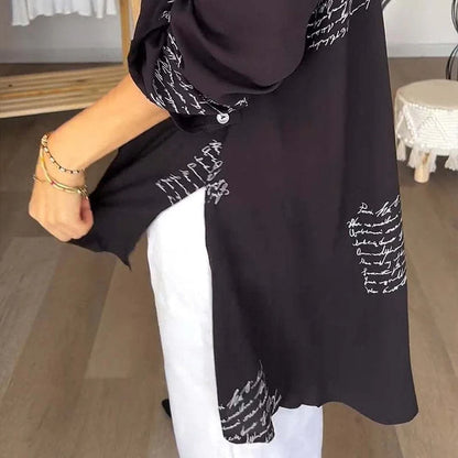 Women's Printed Button Front Collared Shirt