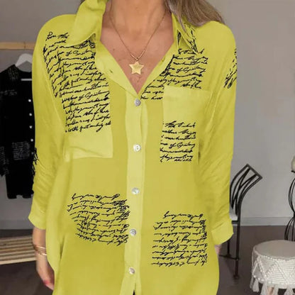 Women's Printed Button Front Collared Shirt