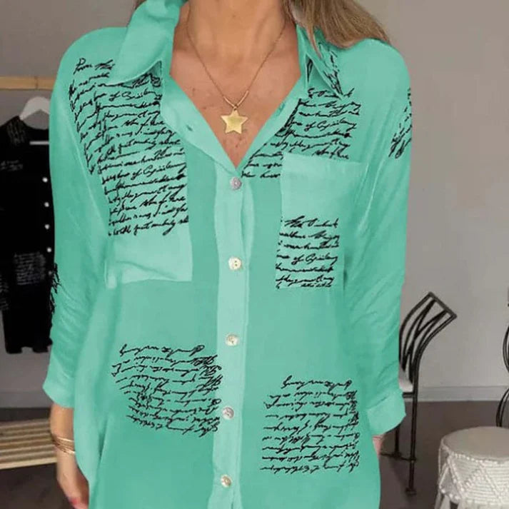 Women's Printed Button Front Collared Shirt