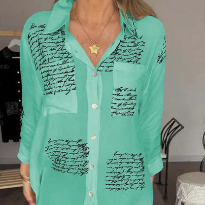 Women's Printed Button Front Collared Shirt