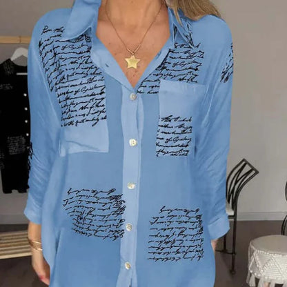 Women's Printed Button Front Collared Shirt