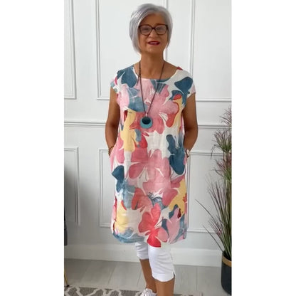 Women's Floral Print Cap Sleeve Dress