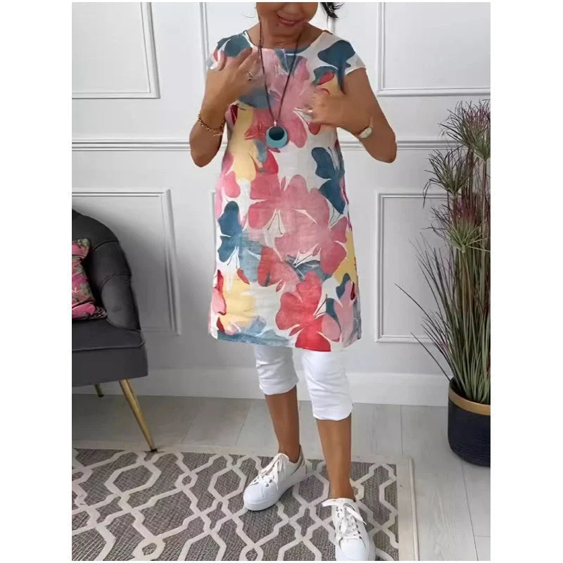 Women's Floral Print Cap Sleeve Dress