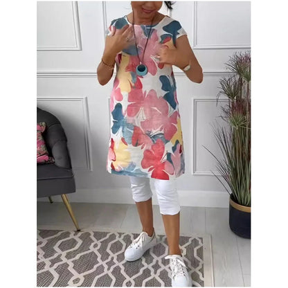 Women's Floral Print Cap Sleeve Dress