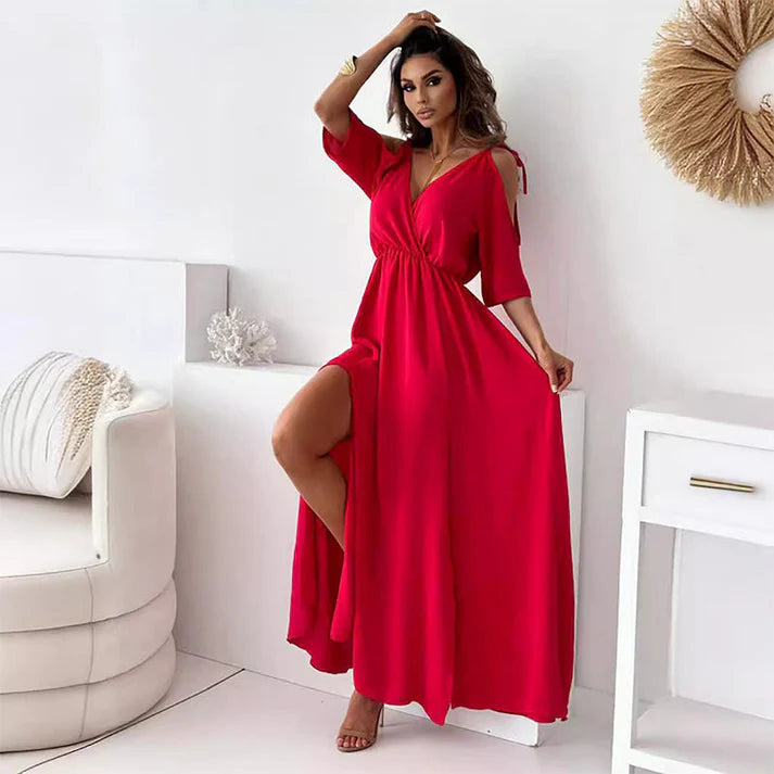 Women's Open Back Slit Maxi Dress