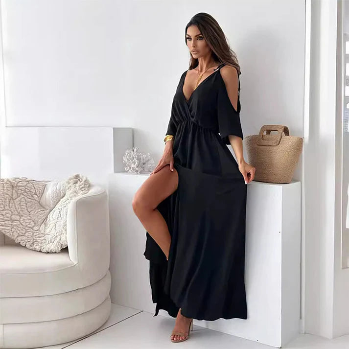 Women's Open Back Slit Maxi Dress