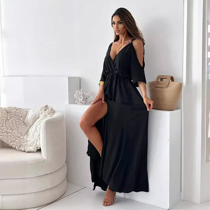 Women's Open Back Slit Maxi Dress