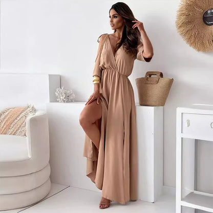 Women's Open Back Slit Maxi Dress