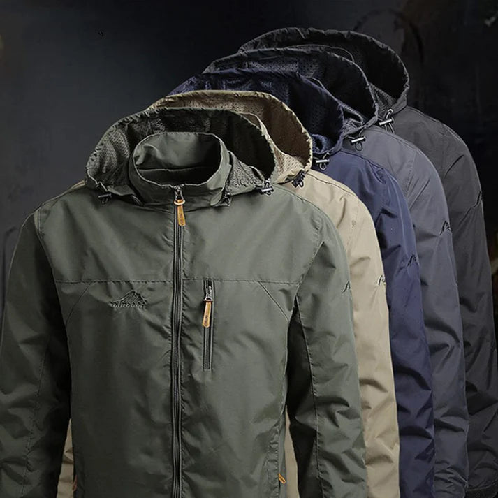 Men's Hooded Zip Jacket with Zipper Pockets