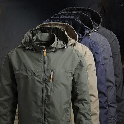 Men's Hooded Zip Jacket with Zipper Pockets