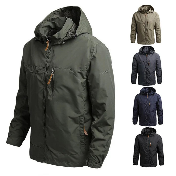 Men's Hooded Zip Jacket with Zipper Pockets