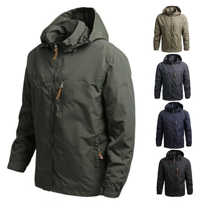 Men's Hooded Zip Jacket with Zipper Pockets