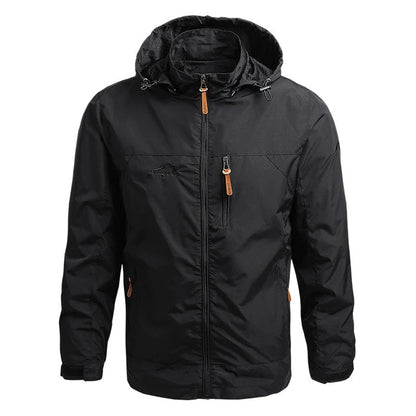 Men's Hooded Zip Jacket with Zipper Pockets