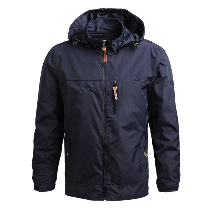 Men's Hooded Zip Jacket with Zipper Pockets