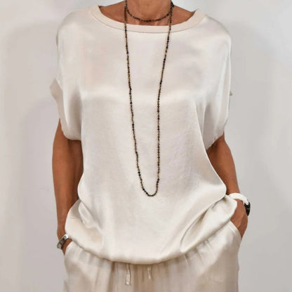 Women's Two-Piece Top and Wide-Leg Pants Set
