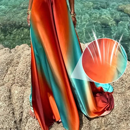 Women's Sunset Print Cutout Dress