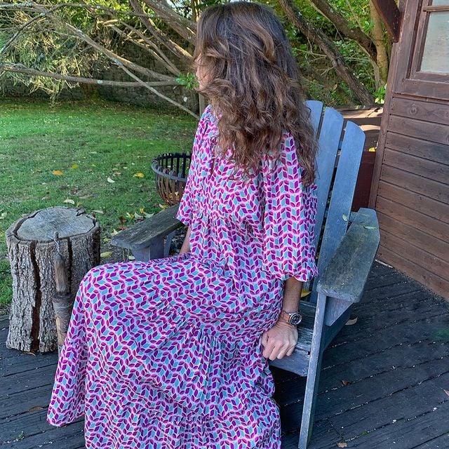 Women's Printed Puff Sleeve Tiered Maxi Dress