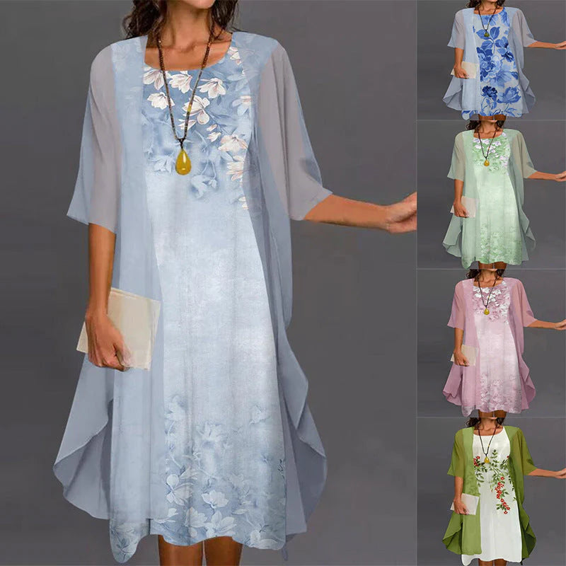 Women's Floral Dress & Sheer Cardigan Set