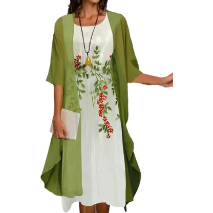Women's Floral Dress & Sheer Cardigan Set